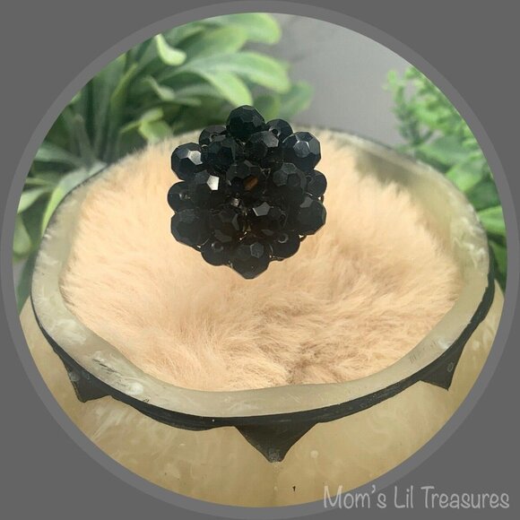 Hatpin - Stick Pin • Black Faceted Crystal Bead Cluster Gold Filigree Base• 6/1 - Picture 3 of 12